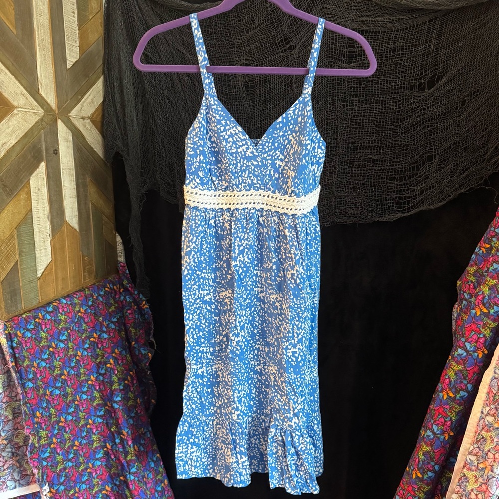 Blue and White Midi Dress